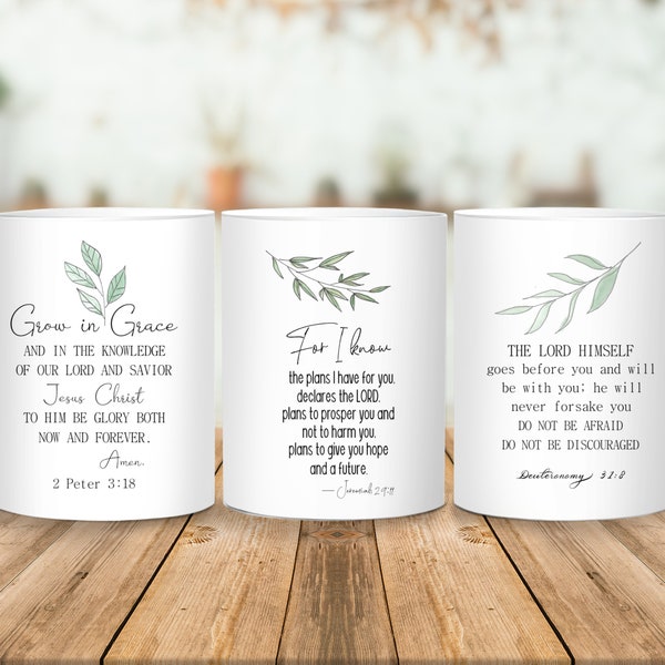 Bible Verse Mug Wrap, 11oz and 15oz Mug Template, Instant Digital Download, Mug Sublimation PNG, Religious Quote Mug Wrap,