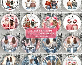Best Friends Ornament Bundle PNG, Funny Friendship Quotes Christmas Ornament Sublimation PNG, Best Friend Gift, Instant Download