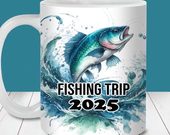 Fishing Trip 2025 Mug Wrap PNG, Sublimation Template (Digital Download)