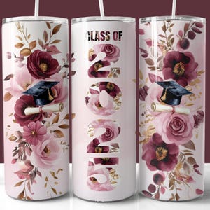 Klasse von 2025 Graduation Tumbler Wrap, 20 Unzen Skinny Tumbler PNG, gerade und konische Wrap, sofortiger Download, Abschlussgeschenk für sie
