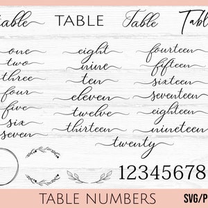 Wedding Table Numbers SVG, Wedding SVG, Wedding Sign svg, Table Numbers svg, Wedding Stationery svg, Wedding Printables svg image 1