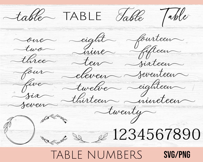 Wedding Table Numbers SVG, Wedding SVG, Wedding Sign svg, Table Numbers svg, Wedding Stationery svg, Wedding Printables svg image 1