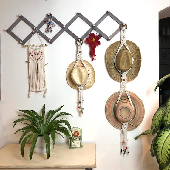 Porte-chapeau en macramé, style Boho, présentoir mural, style