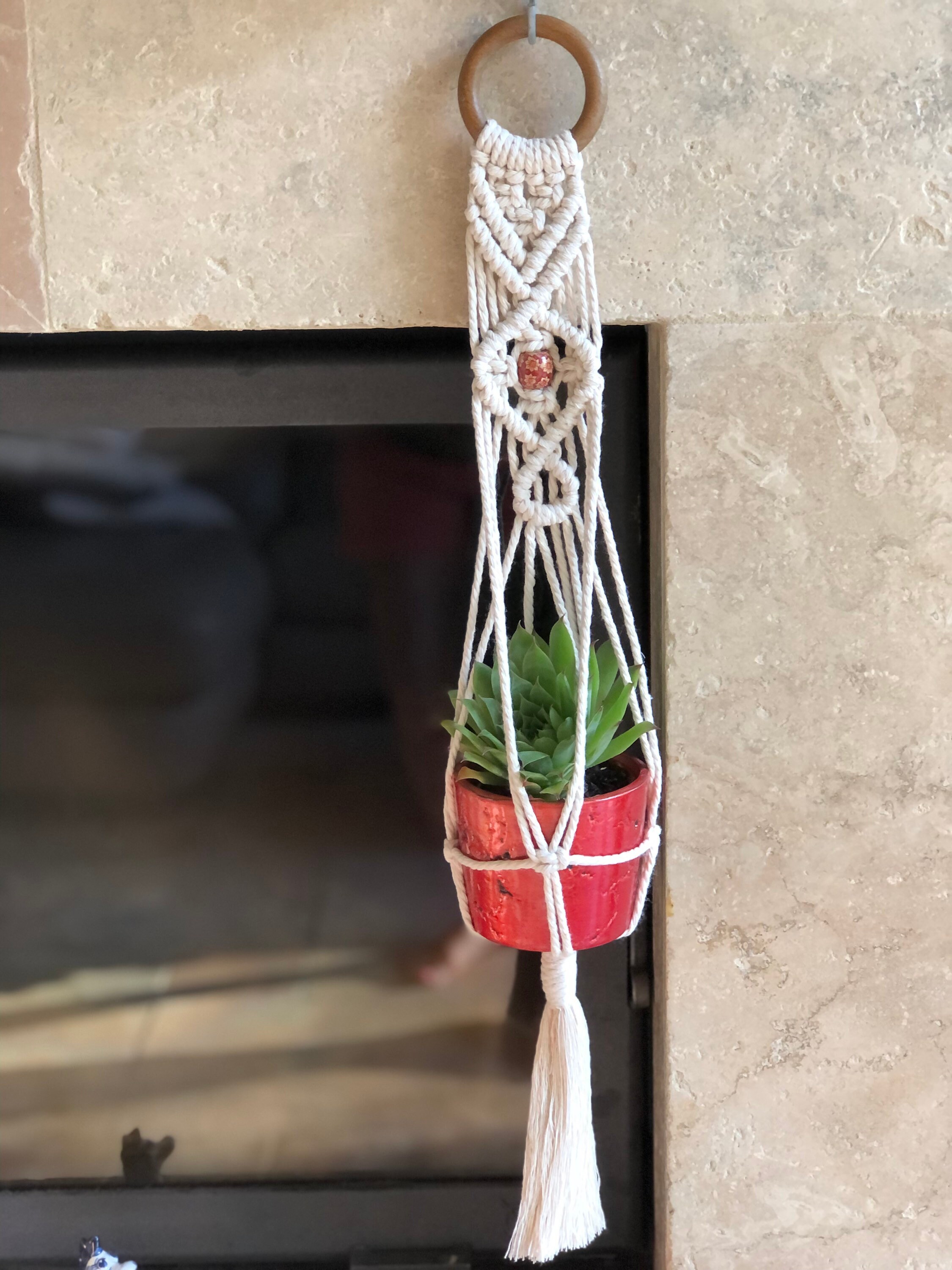 Suspension Pour Plantes en Macramé Mya» Décoration Murale de Salon Boho, Écologique, Idées Cadeaux L