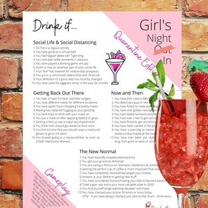 Drink If... Girl's Night Quarantine Edition Drinking Game - Etsy