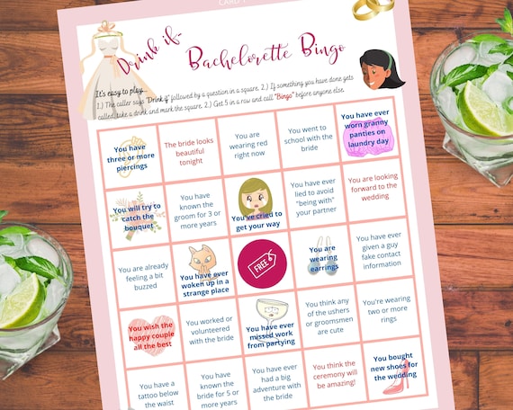 Drink if... Bachelorette BINGO Drinking Game - Instant Download!