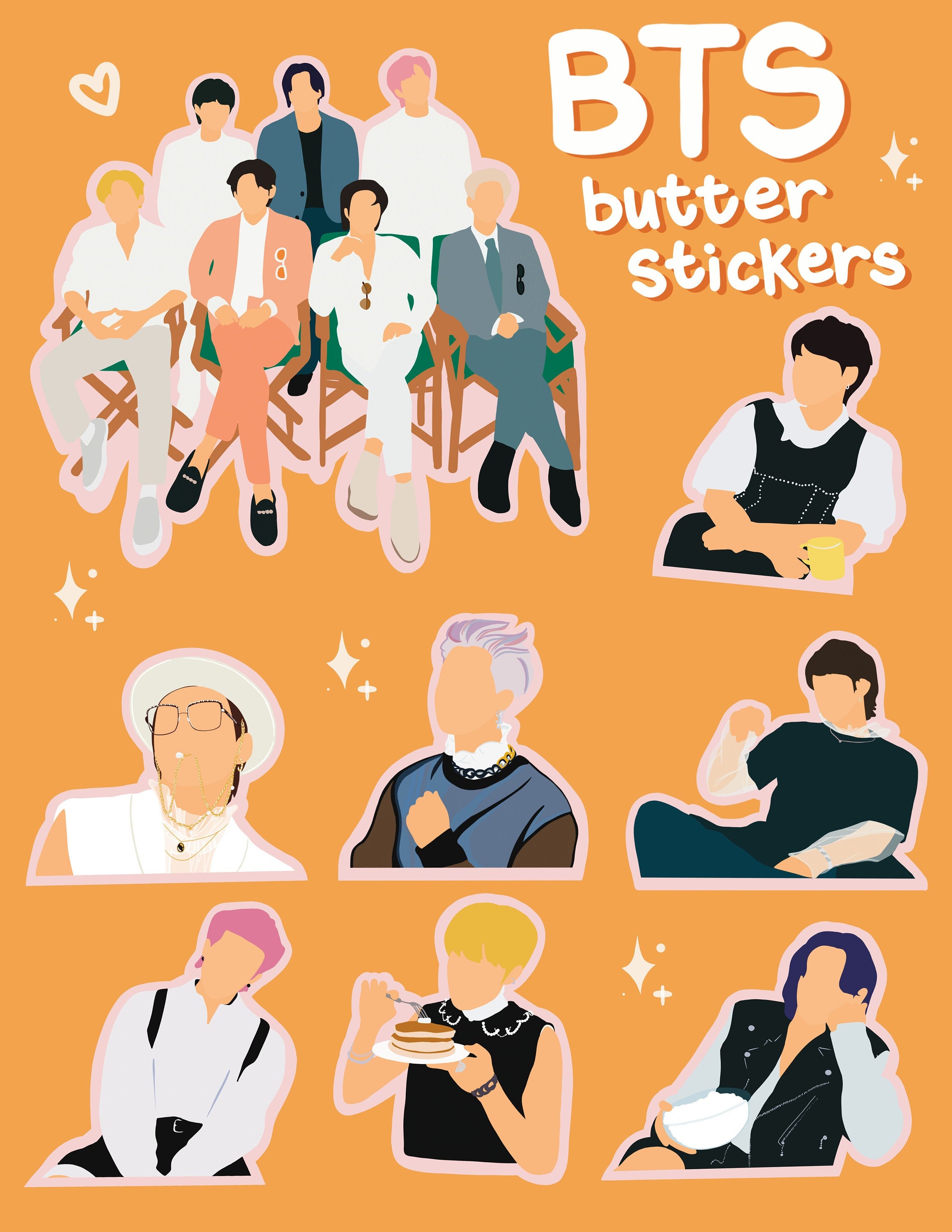 bts butter stickers glossy sticker pack 8 pcs minimalist etsy