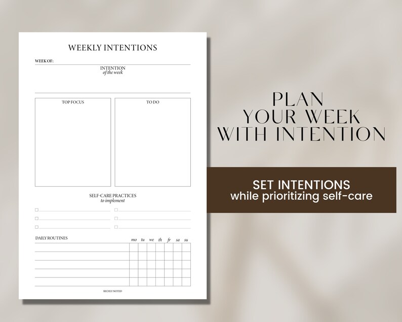 Wellness Weekly Planner in A5 SIZE Weekly Monthly Planner Printable ...