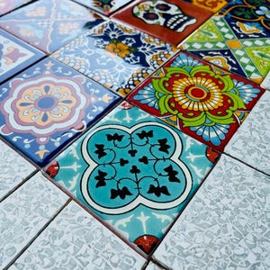 Hand-Painted Talavera Ceramic Tiles – 42 Mixed 4x4” Mexican Decorative Tiles