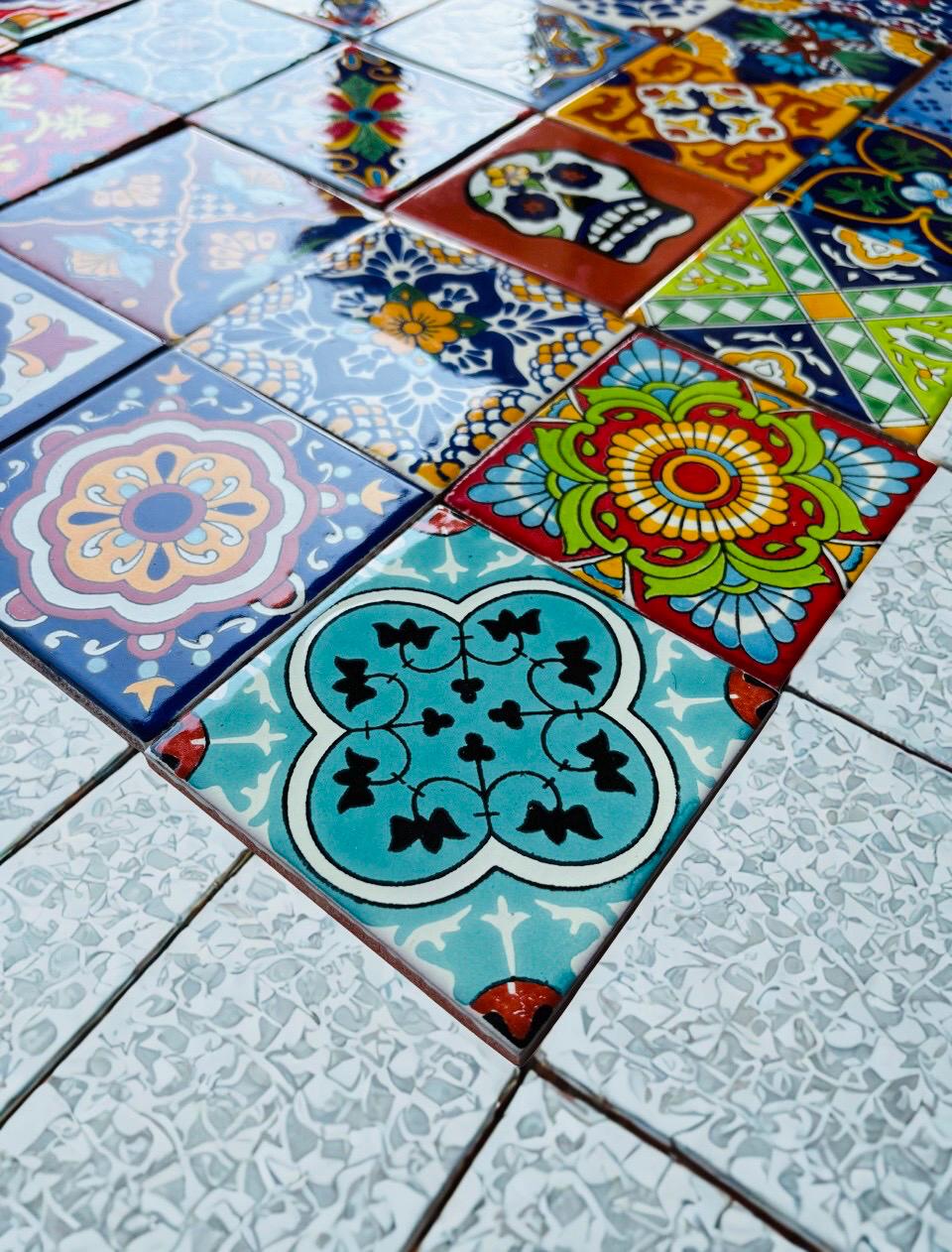 Lot De 6 Carreaux Muraux Céramique Bleue Artisanaux – Mosaïque Fait Main – 10x10 Cm