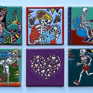 Limited Designs, Talavera Tiles, Mexican Tile, Artisanal, Ceramic Tile, Handmade, Hand-Painted, Home Decor, Kitchen Backsplash Tile 4X4 Tile