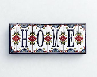 Handbemalte Talavera-Hausbuchstaben – Mexikanisches Keramik-Adressfliesen-Alphabet