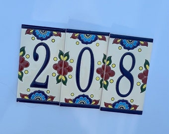 SALE, House Numbers, Address Numbers, House Number Tiles, Talavera, Hand Painted, Ceramic Tile, House Address, Housewarming, 6x3 3/8”