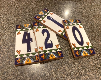 House Numbers, Address Numbers, House Number Tiles for Signs, Talavera, Hand Painted, Ceramic Tile, House Address, Housewarming Gift, 6"x3"
