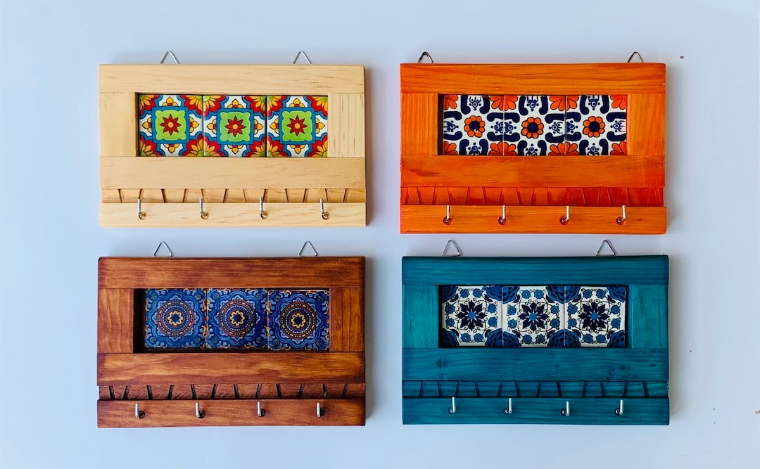 Decorative Key Holder, Key Rack, Key Hanger, Ceramic Tile, Talavera