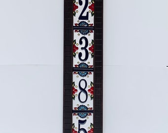 Vertical House Number Frame, House Numbers Sign, Talavera Ceramic Tile, Mexican Tile, Custom House Address, Closing Gift, Housewarming Gift,