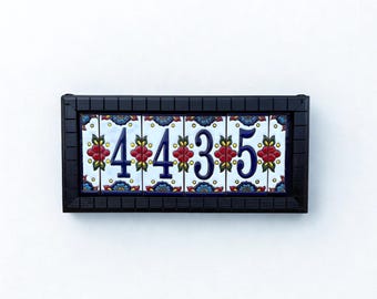 Custom Talavera Hausnummer Schild | Handgefertigtes Keramik Adressschild | Mexikanische Fliesen Außen Dekor
