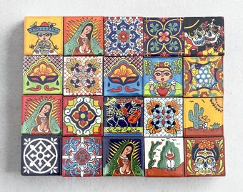 手作りのタラベラ焼きセラミックタイル：メキシコの民芸モザイクアクセント 2x2