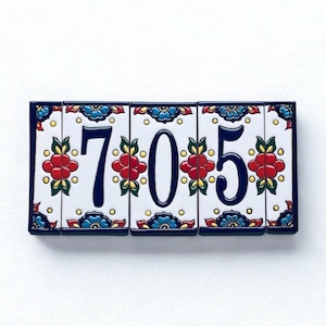 Talavera House Numbers – Hand-Painted Ceramic Address Tiles, 6x3 | Custom Mailbox Numbers, Outdoor Sign, Home Decor