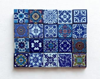 Handmade Talavera Ceramic Tile: Mexican Folk Art Mosaic Accent 2x2