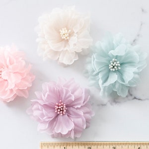 Organza Fabric Flower | Multi-color Blossoms | Small Artificial Organza Wildflower | Millinery Flower with Stamen | Dainty Lush Florals