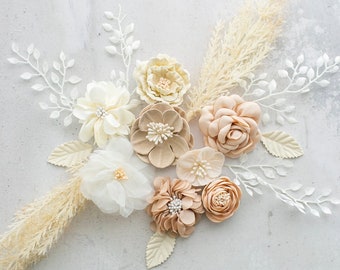 Boho Dessert Blooms Luxe Floral & Wheat Grass Variety Bundle | Beige and Nude Embellishment | Tablescape, Nursery, Wedding Craft Pack