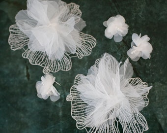 White Appliqué DIY Embellishment Pack | Costume or Wedding Dress Floral Bundle | Bridal Millinery DIY Kit Loose Pieces Appliqué Grab Bag