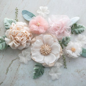 Fabric Flower & Greenery Bundle | Luxe Floral Craft Multipack | Cottage-core Floral Grab Bag | Baby Shower, Wreath, Tablescape DIY Pack