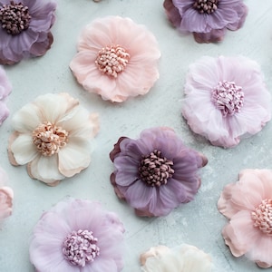 Organza Camellia Flower: Pastel Millinery Floral Craft (2.5 inch)