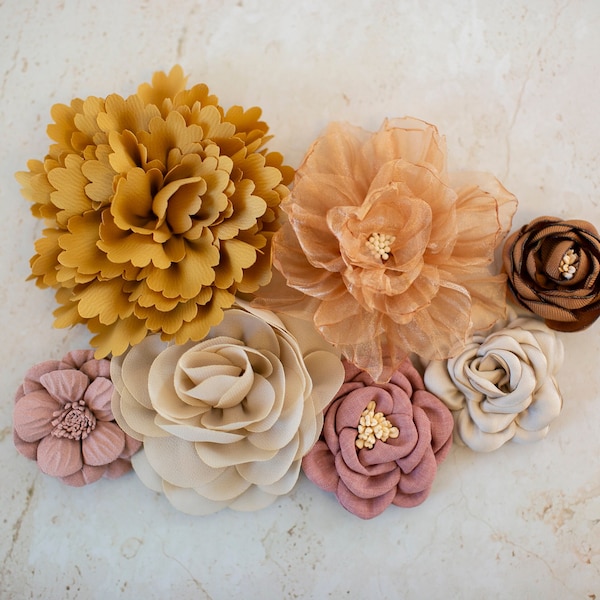 Autumn Morning Fabric Flower Pack | Muted Fall DIY Decor | Craft Flower Multipack | Terracotta Rustic Florals | Fall Decorations Tablescape