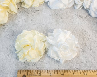 3D Fabric Flower | Ivory or White Satin Bloom | Small Artificial Rose | Floppy Flower |  Off-White Wedding Fabric Flower | Cream Rose