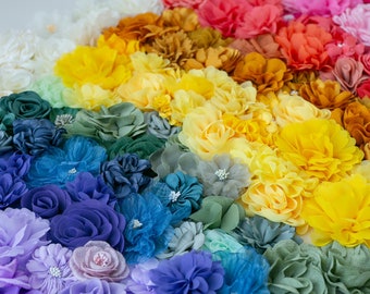 Fabric Flower Grab Bag: Assorted Colors, DIY Embellishments
