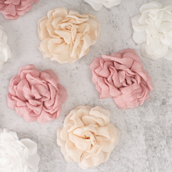 Fabric Flower | Large Garden Rose | Artificial Cabbage Rose | DIY Baby Headband Flower | Millinery Floral | Pink or White Faux Flower