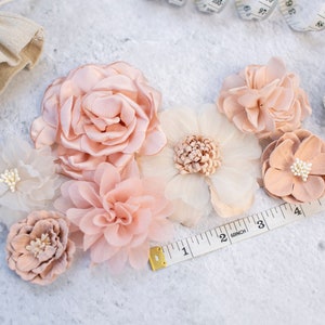 Fabric Flower Variety Bundle Blush Pink Flower Pack Soft Pink Fabric Flowers Rose & Blush Craft Flower Multipack Floral Grab Bag image 1