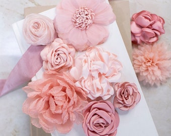 Stoffblumen-Vielfalt Bündel | Shades of Pink Blumenpackung | Skurrile 3D Applikation Stoffblumen | Basteln Blumen Multipack | Florale Wundertüte