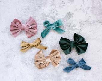 Velvet Fabric Craft Bows | Baby Headband Hair Bows | Holiday Bows | Solid Velvet Bows | Toddler Baby Girl DIY Bow Hairclip | Decorative Bow