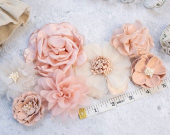 Stoffblumen-Sortenpaket | Blush Pink Blumenpaket | Zartrosa Stoffblumen | Rose & Blush Craft Flower Multipack | Geblümte Wundertüte