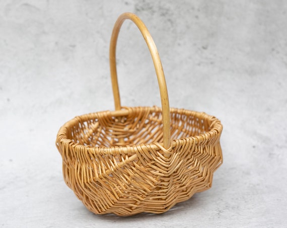 Peeled Willow Natural Wicker Basket | Simple Oblong Basket | Light Wood Basket | Rustic Twig Basket | Storage Container Gift Basket