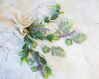 Loose Greenery Bundle | Toss Petal Greenery Leaves | Table Styling Stems and Branches | Photo Prop Faux Lavender | Artificial Leaves Prop