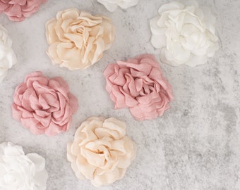 Fabric Flower | Large Garden Rose | Artificial Cabbage Rose | DIY Baby Headband Flower | Millinery Floral | Pink or White Faux Flower