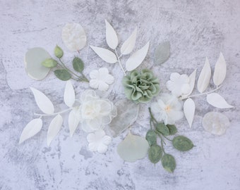 Loose Faux Greenery and Flower Bundle | Holiday Table Styling | Winter Table Centerpiece | Winter Wedding | White & Green Wedding Decor