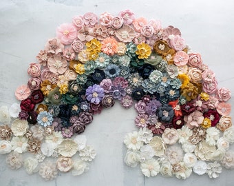 Mini Fabric Flowers Grab Bag: Rainbow Millinery Craft Flowers (0.75-1.5 inch)