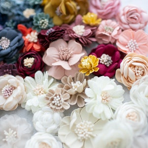 Mini Millinery Fabric, Woven and Felt Flowers Petite Craft Flowers Grab Bag Rainbow Assorted Artificial 1/2 to 1.5 inch Floral Multipack image 6