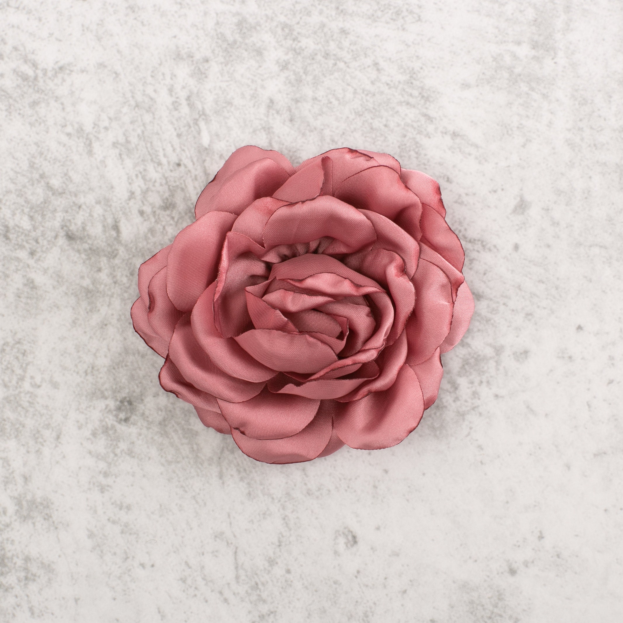 Fabric Flower, Large Pink Garden Rose, Artificial Satin Cabbage Rose, Satin Rose, Blush Pink Dusty Rose Millinery Flower