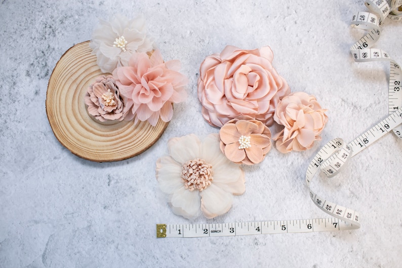 Fabric Flower Variety Bundle Blush Pink Flower Pack Soft Pink Fabric Flowers Rose & Blush Craft Flower Multipack Floral Grab Bag image 7