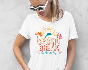 Florida Keys Spring Break T-Shirt Design PNG | Frühlings-Brief-T-Shirts | Direkt zur Übertragung von SVG | DTF Stickfertige Designs für T-Shirt, Geschenk