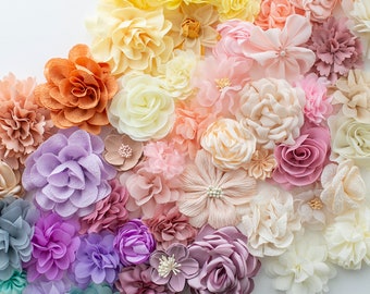 Choose Your Color Palette Floral Grab Bag | Easter Pastels or Choose Your Rainbow Fabric Flowers | Flower Variety Pack in Assorted Colors