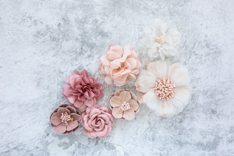 Fabric Flower Variety Bundle Blush Pink Flower Pack Soft Etsy