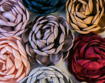 3.5" Fabric Roses | Large 3D Burned Edge Peony | Artificial Satin Garden Rose | Variety of Colors Millinery Flower | Floral Craft Supply