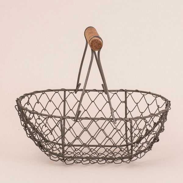 Petite Matte Bronze Fixed Handle Wire Basket | Photo Prop | Small Metal Pail | Mini White Basket | Rustic Country Basket